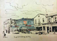 Patchogue_Main-St. -Swezeys-4-Corners_viewNW_c.1965_rough-sketch_Artist-Wilhelmina- Billie-Miskosky.jpg (99831 bytes)
